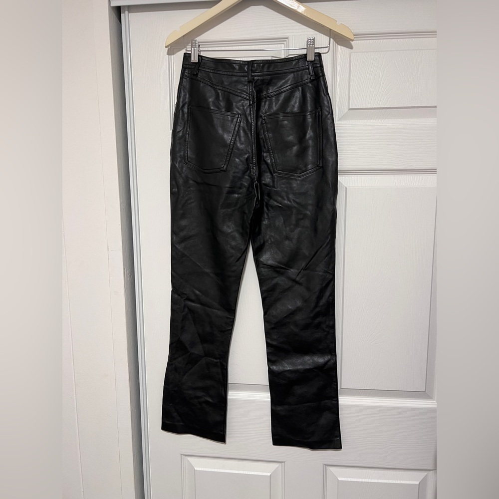Steve Madden Black Faux Leather Pants 27 Straight Leg Rock Punk Goth Festival